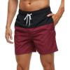 imageSILKWORLD Mens Swim Trunks Quick Dry Beach Shorts with PocketsBlackwine Red