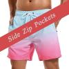 imageSILKWORLD Mens Swim Trunks Quick Dry Beach Shorts with PocketsMq18zipblue  Rose Gradient