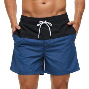 imageSILKWORLD Mens Swim Trunks Quick Dry Beach Shorts with PocketsBlacksteel Blue