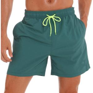 imageSILKWORLD Mens Swim Trunks Quick Dry Beach Shorts with PocketsDarkcyan