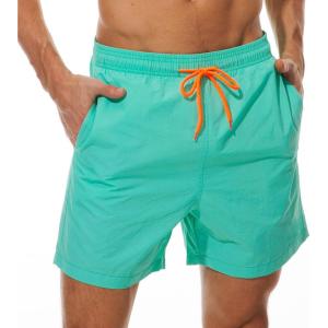 imageSILKWORLD Mens Swim Trunks Quick Dry Beach Shorts with PocketsGreen