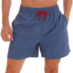 imageSILKWORLD Mens Swim Trunks Quick Dry Beach Shorts with PocketsLight Navy Blue