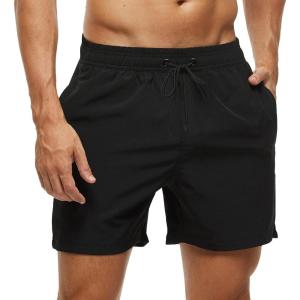 imageSILKWORLD Mens Swim Trunks Quick Dry Beach Shorts with PocketsMq18zipblack