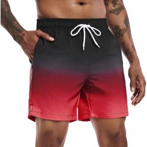 imageSILKWORLD Mens Swim Trunks Quick Dry Beach Shorts with PocketsMq18zipblack Rose Gradient