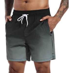 imageSILKWORLD Mens Swim Trunks Quick Dry Beach Shorts with PocketsMq18zipblack and Gray Gradient