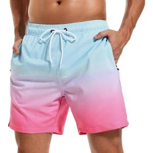imageSILKWORLD Mens Swim Trunks Quick Dry Beach Shorts with PocketsMq18zipblue  Rose Gradient
