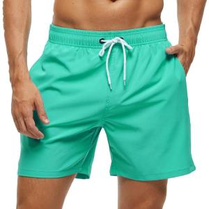 imageSILKWORLD Mens Swim Trunks Quick Dry Beach Shorts with PocketsMq18zipgrass Green