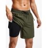 imageSILKWORLD 7 Inch Mens Swim Trunks with Compression Liner QuickDry Bathing Suit with Zipper Pockets7inchArmy Green