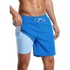 imageSILKWORLD 7 Inch Mens Swim Trunks with Compression Liner QuickDry Bathing Suit with Zipper Pockets7inchBlue