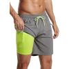imageSILKWORLD 7 Inch Mens Swim Trunks with Compression Liner QuickDry Bathing Suit with Zipper Pockets7inchGrey