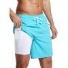 imageSILKWORLD 7 Inch Mens Swim Trunks with Compression Liner QuickDry Bathing Suit with Zipper Pockets7inchLight Blue