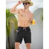 imageSILKWORLD 7 Inch Mens Swim Trunks with Compression Liner QuickDry Bathing Suit with Zipper PocketsBlack Pink Drawstring