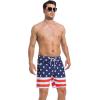 imageSILKWORLD 7 Inch Mens Swim Trunks with Compression Liner QuickDry Bathing Suit with Zipper PocketsBlue  Red White Stars  Stripes