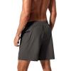 imageSILKWORLD 7 Inch Mens Swim Trunks with Compression Liner QuickDry Bathing Suit with Zipper PocketsDark Grey 01