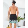 imageSILKWORLD 7 Inch Mens Swim Trunks with Compression Liner QuickDry Bathing Suit with Zipper PocketsGradient Black Coconut Tree