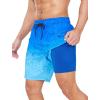 imageSILKWORLD 7 Inch Mens Swim Trunks with Compression Liner QuickDry Bathing Suit with Zipper PocketsGradient Blue