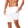 imageSILKWORLD 7 Inch Mens Swim Trunks with Compression Liner QuickDry Bathing Suit with Zipper PocketsWhite 01
