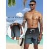 imageSILKWORLD Mens Swim Trunks Quick Dry Beach Shorts with PocketsMq18zipblack Ink Green Gradient