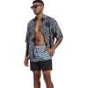 imageSILKWORLD Mens Swim Trunks Quick Dry Beach Shorts with PocketsMq18zipgray  Blue and Black Stripes