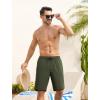 imageSILKWORLD Mens Swim Trunks with Compression Liner 9 Inch Long Bathing Suit 2 in 1 Beach Quick Dry Shorts with PocketsArmy Green