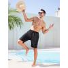 imageSILKWORLD Mens Swim Trunks with Compression Liner 9 Inch Long Bathing Suit 2 in 1 Beach Quick Dry Shorts with PocketsBlack