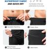 imageSILKWORLD Mens Swim Trunks with Compression Liner 9 Inch Long Bathing Suit 2 in 1 Beach Quick Dry Shorts with PocketsBlack