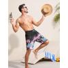 imageSILKWORLD Mens Swim Trunks with Compression Liner 9 Inch Long Bathing Suit 2 in 1 Beach Quick Dry Shorts with PocketsBlack Pink Coconut Trees