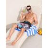 imageSILKWORLD Mens Swim Trunks with Compression Liner 9 Inch Long Bathing Suit 2 in 1 Beach Quick Dry Shorts with PocketsBlack Pink Coconut Trees