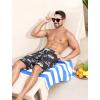 imageSILKWORLD Mens Swim Trunks with Compression Liner 9 Inch Long Bathing Suit 2 in 1 Beach Quick Dry Shorts with PocketsBlack Pink Flamingo