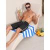 imageSILKWORLD Mens Swim Trunks with Compression Liner 9 Inch Long Bathing Suit 2 in 1 Beach Quick Dry Shorts with PocketsBlackwhite Border