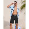 imageSILKWORLD Mens Swim Trunks with Compression Liner 9 Inch Long Bathing Suit 2 in 1 Beach Quick Dry Shorts with PocketsBlackwhite Border