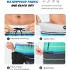 imageSILKWORLD Mens Swim Trunks with Compression Liner 9 Inch Long Bathing Suit 2 in 1 Beach Quick Dry Shorts with PocketsBlue Black White Gradient