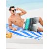 imageSILKWORLD Mens Swim Trunks with Compression Liner 9 Inch Long Bathing Suit 2 in 1 Beach Quick Dry Shorts with PocketsBlue Black White Gradient