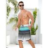 imageSILKWORLD Mens Swim Trunks with Compression Liner 9 Inch Long Bathing Suit 2 in 1 Beach Quick Dry Shorts with PocketsBlue Black White Gradient