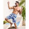 imageSILKWORLD Mens Swim Trunks with Compression Liner 9 Inch Long Bathing Suit 2 in 1 Beach Quick Dry Shorts with PocketsBlue White Triangle