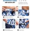 imageSILKWORLD Mens Swim Trunks with Compression Liner 9 Inch Long Bathing Suit 2 in 1 Beach Quick Dry Shorts with PocketsBlue White Triangle
