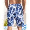 imageSILKWORLD Mens Swim Trunks with Compression Liner 9 Inch Long Bathing Suit 2 in 1 Beach Quick Dry Shorts with PocketsBlue White Triangle