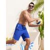 imageSILKWORLD Mens Swim Trunks with Compression Liner 9 Inch Long Bathing Suit 2 in 1 Beach Quick Dry Shorts with PocketsDeep Blue