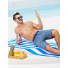 imageSILKWORLD Mens Swim Trunks with Compression Liner 9 Inch Long Bathing Suit 2 in 1 Beach Quick Dry Shorts with PocketsGrayish Blue