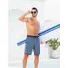 imageSILKWORLD Mens Swim Trunks with Compression Liner 9 Inch Long Bathing Suit 2 in 1 Beach Quick Dry Shorts with PocketsGrayish Blue