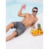 imageSILKWORLD Mens Swim Trunks with Compression Liner 9 Inch Long Bathing Suit 2 in 1 Beach Quick Dry Shorts with PocketsGrayish Blue Stripes
