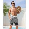 imageSILKWORLD Mens Swim Trunks with Compression Liner 9 Inch Long Bathing Suit 2 in 1 Beach Quick Dry Shorts with PocketsGrey White Stripes