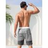 imageSILKWORLD Mens Swim Trunks with Compression Liner 9 Inch Long Bathing Suit 2 in 1 Beach Quick Dry Shorts with PocketsGrey White Stripes