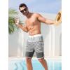 imageSILKWORLD Mens Swim Trunks with Compression Liner 9 Inch Long Bathing Suit 2 in 1 Beach Quick Dry Shorts with PocketsGrey White Stripes