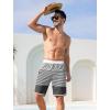 imageSILKWORLD Mens Swim Trunks with Compression Liner 9 Inch Long Bathing Suit 2 in 1 Beach Quick Dry Shorts with PocketsGrey White Stripes