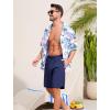 imageSILKWORLD Mens Swim Trunks with Compression Liner 9 Inch Long Bathing Suit 2 in 1 Beach Quick Dry Shorts with PocketsNavy Blue
