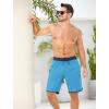 imageSILKWORLD Mens Swim Trunks with Compression Liner 9 Inch Long Bathing Suit 2 in 1 Beach Quick Dry Shorts with PocketsPeacock Blue