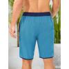 imageSILKWORLD Mens Swim Trunks with Compression Liner 9 Inch Long Bathing Suit 2 in 1 Beach Quick Dry Shorts with PocketsPeacock Blue
