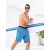 imageSILKWORLD Mens Swim Trunks with Compression Liner 9 Inch Long Bathing Suit 2 in 1 Beach Quick Dry Shorts with PocketsPeacock Blue