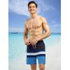 imageSILKWORLD Quick Dry Mens Swim Trunks with Compression Liner 7quot Mens Bathing Suits with Zip Pockets10adark Blueblue Stripes